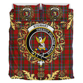 Stewart of Fingask Tartan Crest Bedding Set - Golden Thistle Style